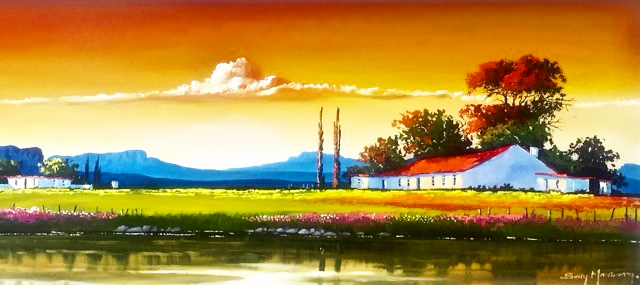 DE224 Wall décor art photographic oil on canvas colourful farm landscape